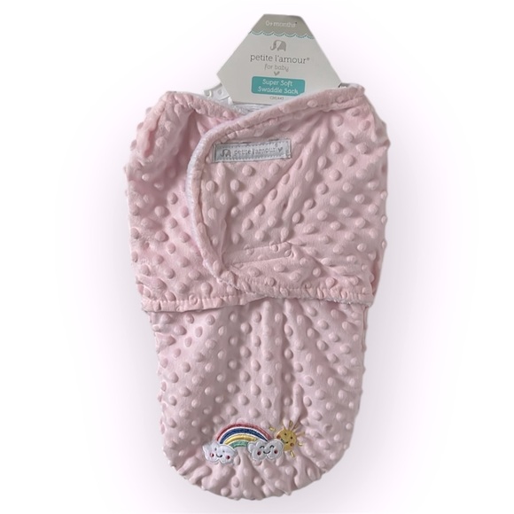 Petite L’amour Swaddling Blanket 0+ Months (0-3M) Pink Baby Blanket Plush NEW - Picture 1 of 4